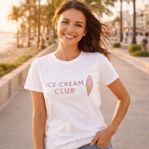 Camiseta Clube de Sorvete Tipografia Fofa Pastel