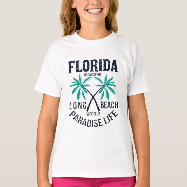 Camiseta Clube de Surf Vida Paraíso Longa Praia da Flórida (Frente)