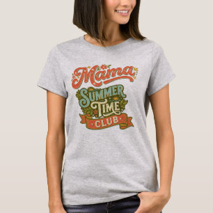 Camiseta Clube de Verão da Mamãe Retro Tipografia Vintage