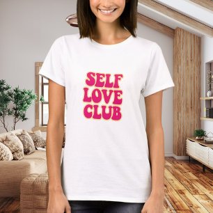 Camiseta Clube do Amor Próprio rosa amarelo citação humor