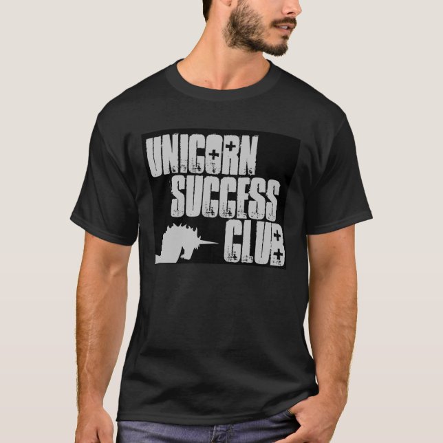 Camiseta Clube do sucesso do unicórnio, no preto (Frente)