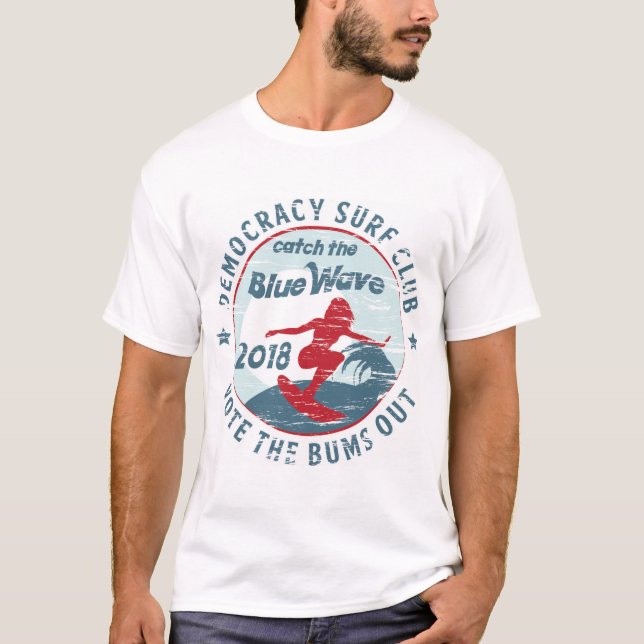 Camiseta Clube do surf da democracia - trave a onda azul! (Frente)