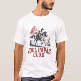Camiseta Clube dos Papais Legais Retro Western Cowboy Pai e