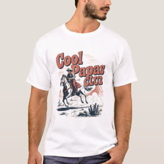 Camiseta Clube dos Papais Legais Western Retrô Cowboy Pai e