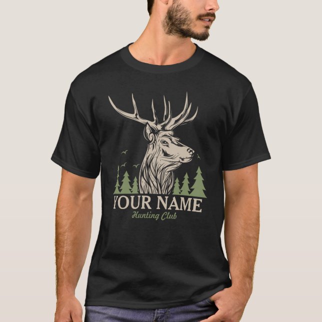 Camiseta Clube Personalizado de Caça a Deer Elk Antler (Frente)