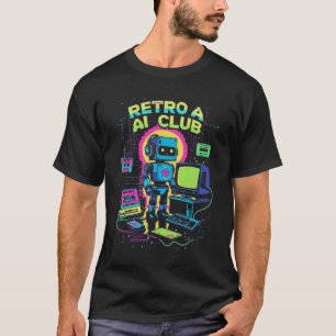 Camiseta Clube Retro AI - T-Shirt Robot Pixel Art dos anos 