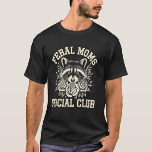 Camiseta Clube Social de Mães Ferozes Guaxinim Rosa Floral 
