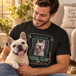 Camiseta Clube Social Vintage de Foto e Nome de Cachorro