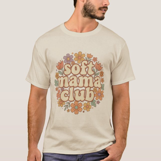 Camiseta Clube Soft Mama Design Floral Groovy Retrô (Frente)