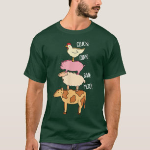 Camiseta Cluck Oink Baa Moo Animal Farmer Fazenda Suíno e