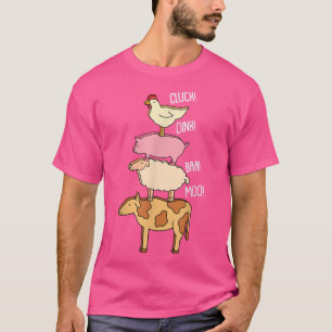 Camiseta Cluck Oink Baa Moo Animal Farmer Fazenda Suíno e