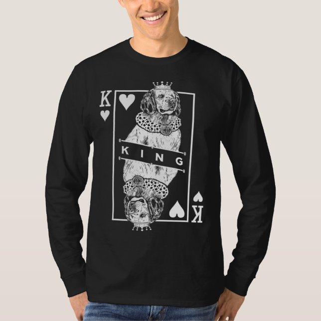 Camiseta Clumber Spaniel King Of Hearts  Dog  Pop (Frente)