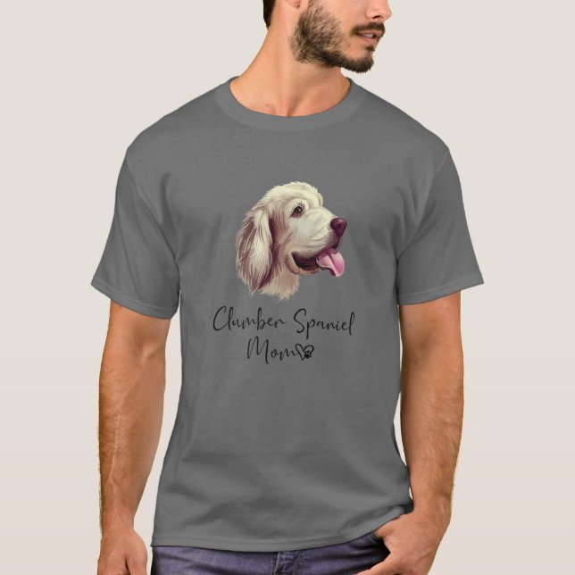 Camiseta Clumber Spaniel Mãe Cute Puppy Dog Proprietário Cl (Frente)