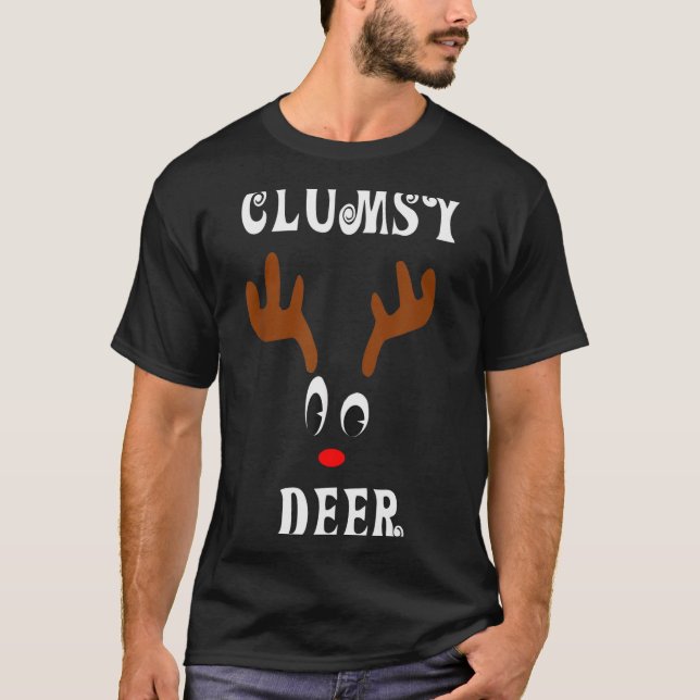 Camiseta Clumsy Christmas Reindeer Angler Hunt Deer Elk  (Frente)