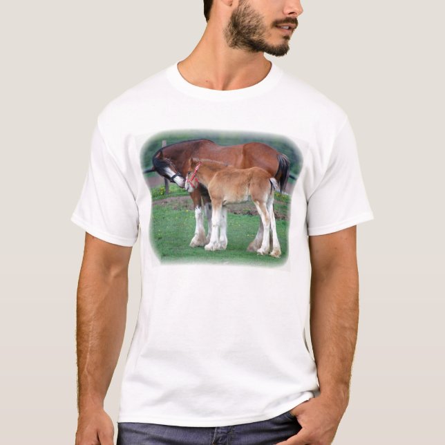 Camiseta Clydesdale e potro (Frente)