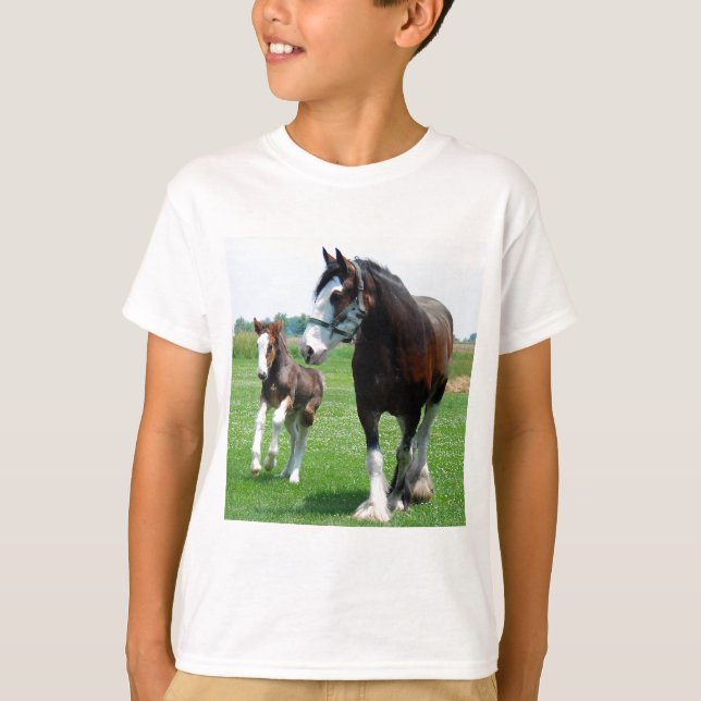 Camiseta Clydesdale e potro (Frente)
