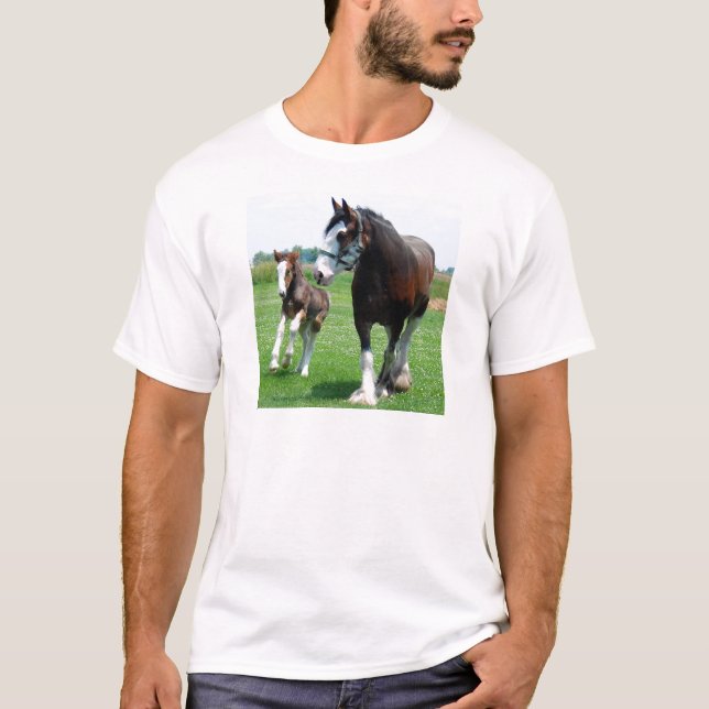 Camiseta Clydesdale e potro (Frente)