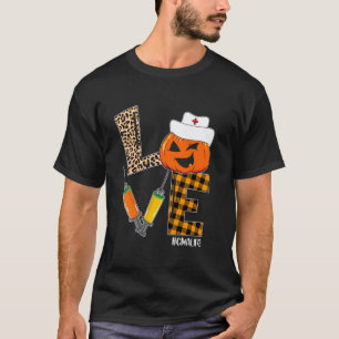 Camiseta CMA Enfermeira Halloween Abóbora Leopardo Amor Enf