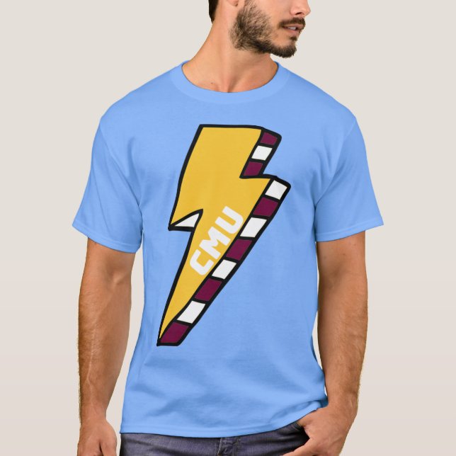 Camiseta CMU Central Michigan University Lightning Bolt Ove (Frente)