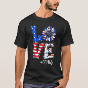 Camiseta Cna Life Love Happy Julho 4º Dia American Flag Fi