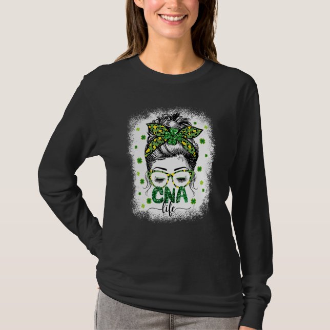 Camiseta Cna Life Messaging Bun Leopard St Patricks Da (Frente)