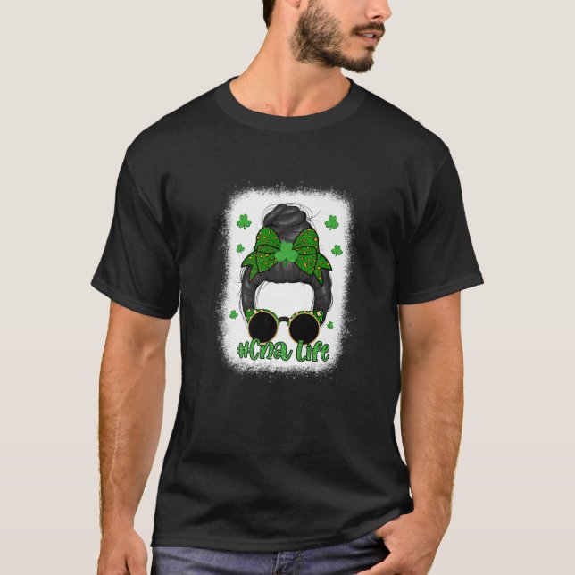 Camiseta Cna Life Messaging Bun Leopard St Patricks Da (Frente)