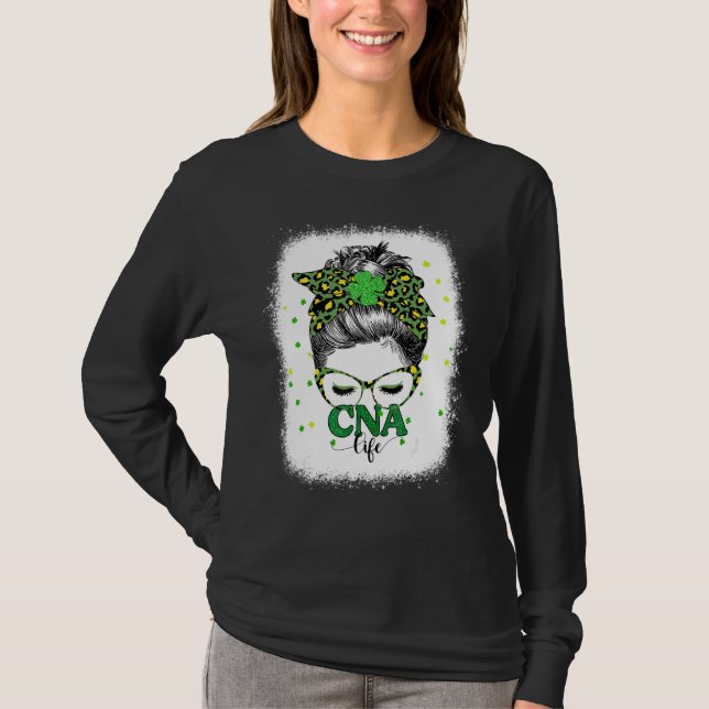 Camiseta Cna Life Messaging Bun Leopard St Patricks Da (Frente)