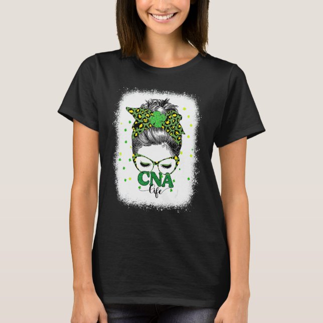 Camiseta Cna Life Messaging Bun Leopard St Patricks Da (Frente)