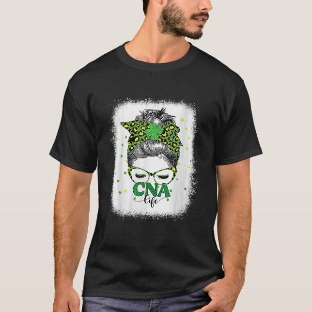 Camiseta Cna Life Messaging Bun Leopard St Patricks Da (Frente)