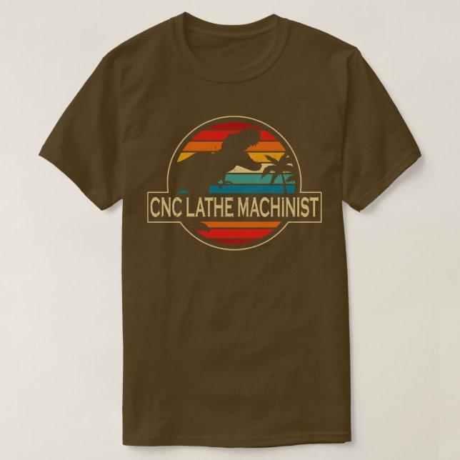Camiseta Cnc Lathe Machinist Dinossaur (Frente do Design)