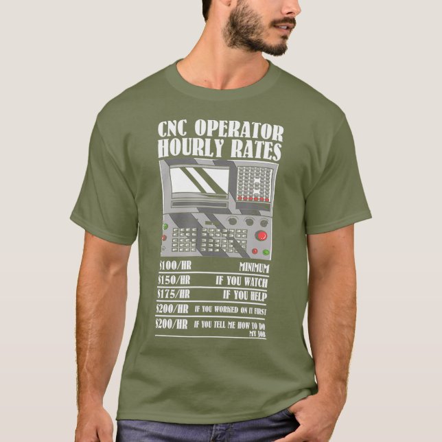 Camiseta CNC Operador Tarifa Horária Máquina CNC (Frente)