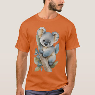 Camiseta Coala fofo aquarela animais fofos vintage