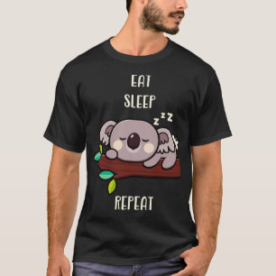 Camiseta Coala Fofo Come Dormir Repetir Animais Engraçados