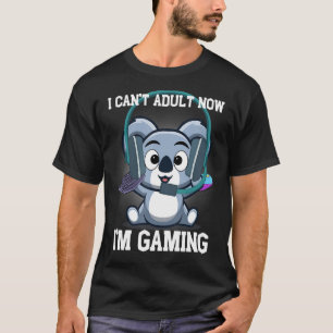Camiseta Coala Gamer com Fones de Ouvido para Jogos Eu não 