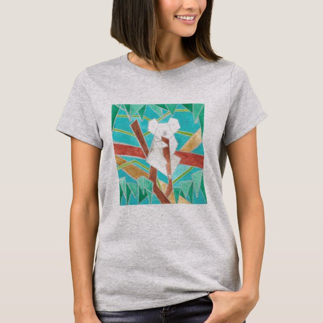Camiseta Coala na Árvore Arte Abstrata Original (Frente)