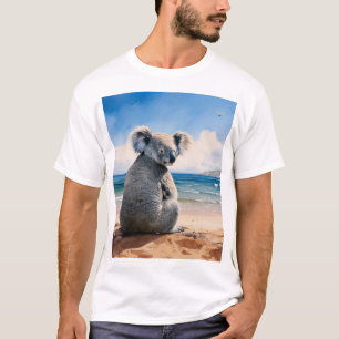 Camiseta Coala numa praia arenosa