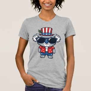 Camiseta Coala Patriótico Arte Vetorial Estilo Vintage_1
