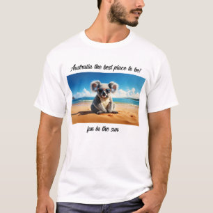 Camiseta Coala praia arenosa Austrália o melhor lugar para