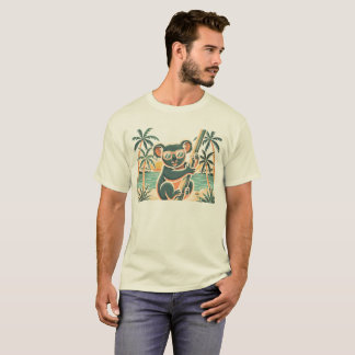 Camiseta Coala Relaxando na Praia – Vibração de Verão Tropi