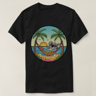 Camiseta Coala Relaxando na Rede da Praia - Vacação Tropica