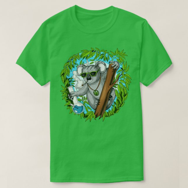 Camiseta Coala Smoking Weed (Frente do Design)