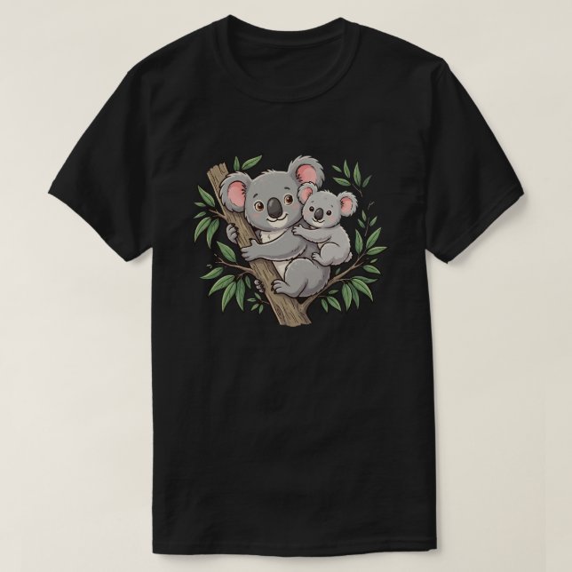 Camiseta Coalas fofos mãe e bebê (Frente do Design)
