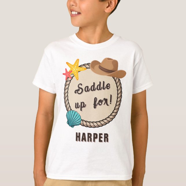 Camiseta Coastal Cowgirl Saddle Up Birthday Girl  (Frente)