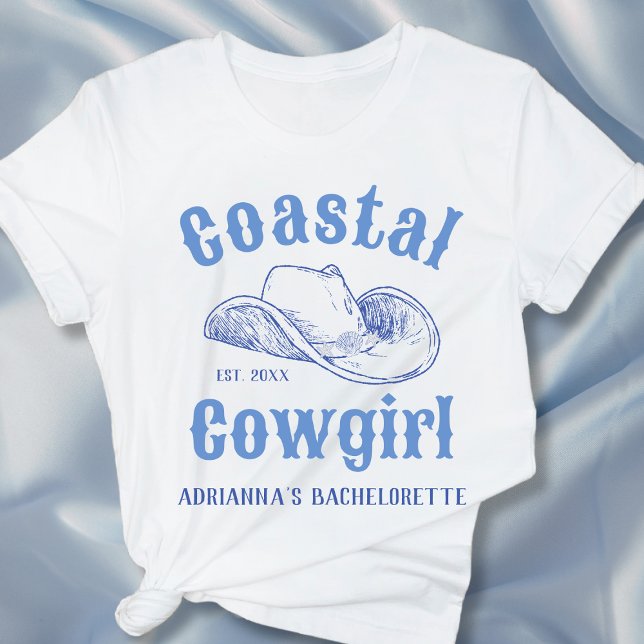 Camiseta Coasteiro Cowgirl Beach Bachelorette Personalizado (Coastal Cowgirl Beach Bachelorette Custom T-Shirt)