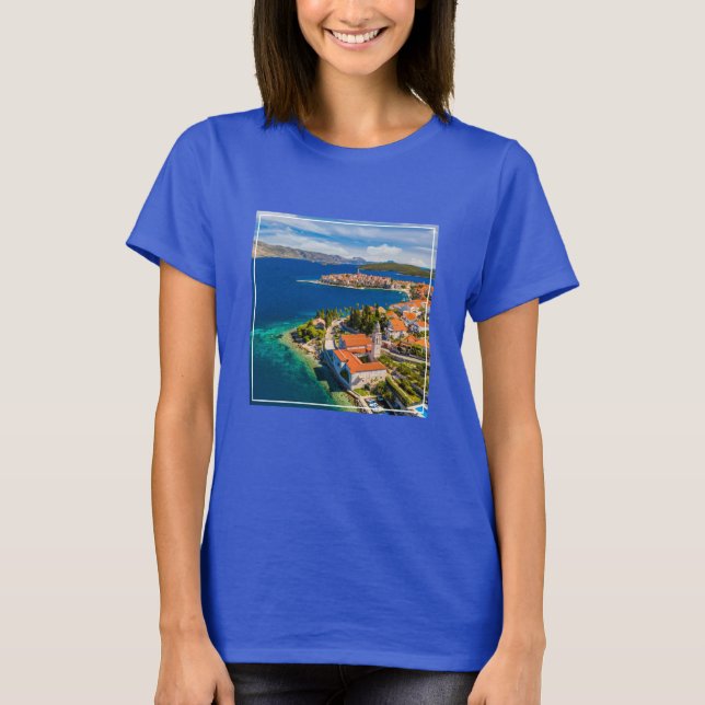 Camiseta Coastline | Korcula Town, Korcula Island, Croácia (Frente)