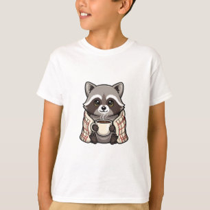 Camiseta Cobertor de Café Guaxinim Aconchegante Infantil
