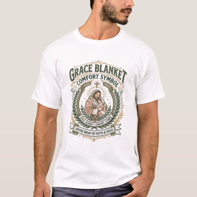 Camiseta Cobertor de Graça Símbolo de Conforto Jesus Cobert (Frente)