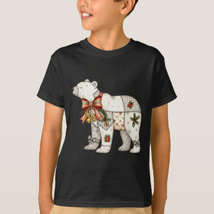 Camiseta Cobertor de Natal Fofo de Urso Polar em Patchwork 