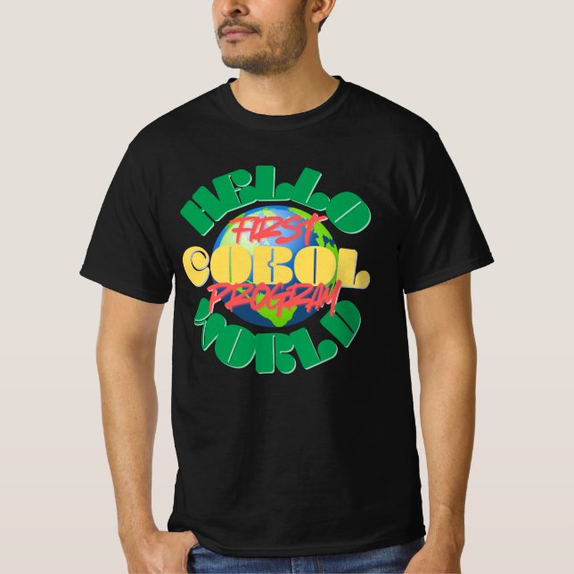 Camiseta Cobol Programming's Hello World First Program (Frente)