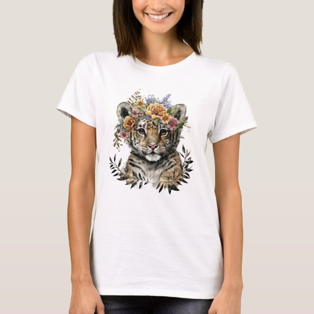 Camiseta Cobra Aquosa Floral Bebê Tigre (Frente)